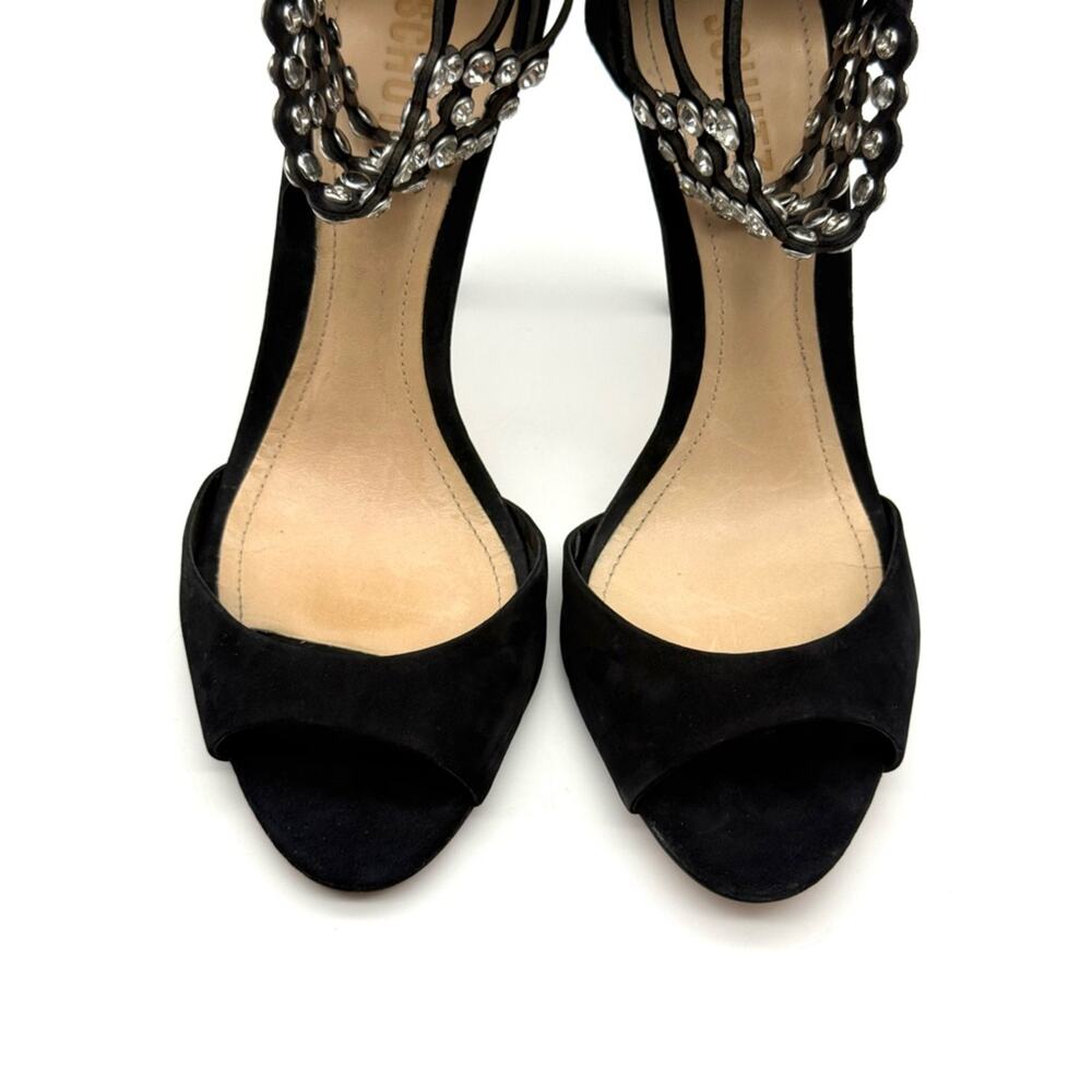 Schutz Black Suede Rhinestone Stiletto Heels 8.5 - Picture 3 of 12